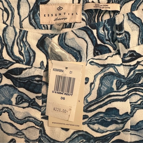 Essentiel Antwerp Kebarbra Relax Fit Blue & White Design Ankle Pants sz 36 EU - Picture 6 of 12